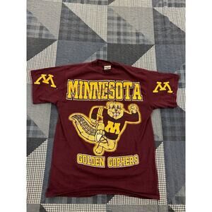 Vintage 90s University Of Minnesota Golden‎ Gophers AOP Huge Logo Shirt Size L